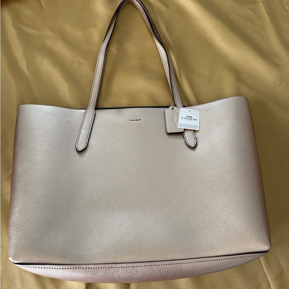 Coach Metallic Cream Tote Bag